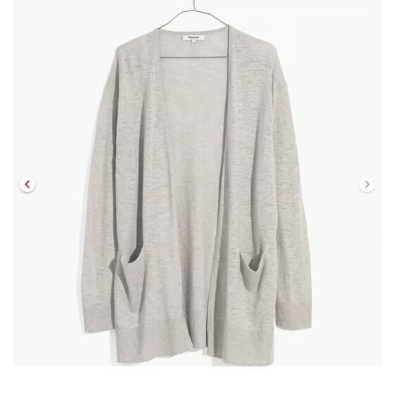 NWT Madewell Ryder Long Cardigan Open Front HEather Ice Gray Size XL Lightweight - Picture 1 of 1